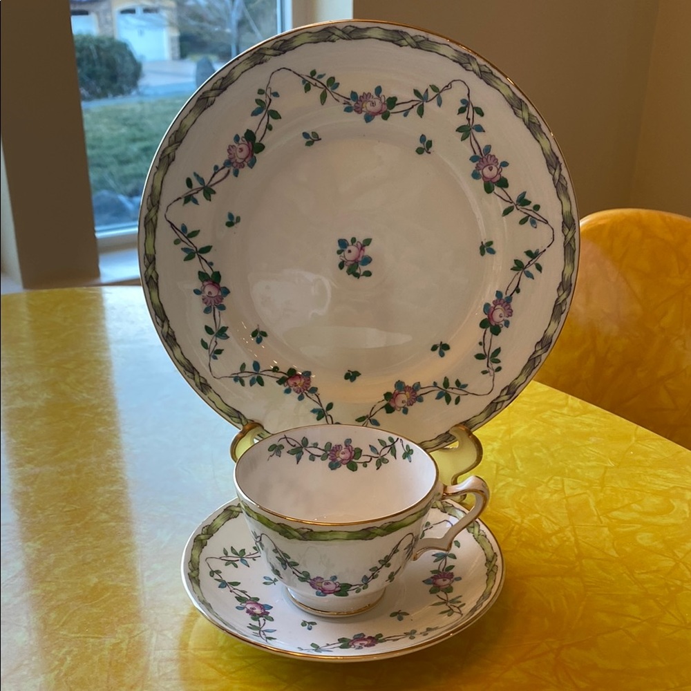 Staffordshire Floral Porcelain Dinnerware Set Luncheon Set. No Damage